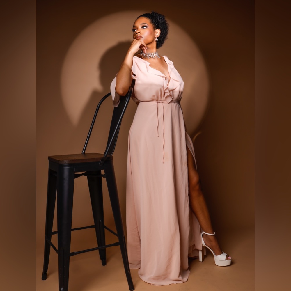 Boohoo Pink Slit Wrap Dress